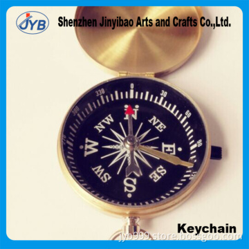 Brass material type compass camp use keychain for promotion